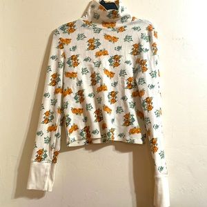 Aerie Turtleneck Flor Long Sleeve Crop